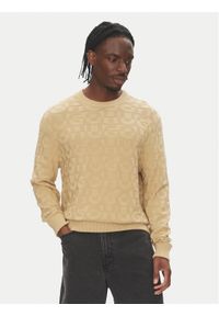 Hugo - HUGO Sweter 50543785 Beżowy Regular Fit. Kolor: beżowy. Materiał: bawełna