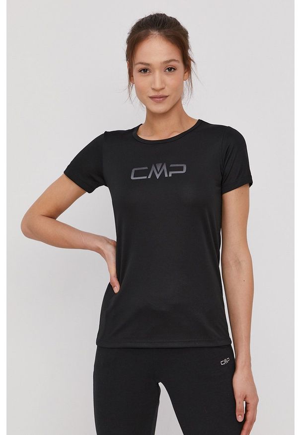 CMP T-shirt kolor czarny. Okazja: na co dzień. Kolor: czarny. Materiał: dzianina. Wzór: nadruk. Styl: casual