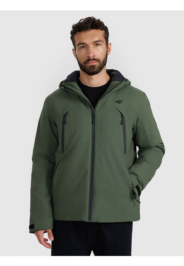 4f - 4F Kurtka przejściowa membrana 10000 męska - zielona S. Okazja: na co dzień. Kolor: zielony. Materiał: tkanina, poliester, materiał. Sezon: zima. Styl: casual, klasyczny