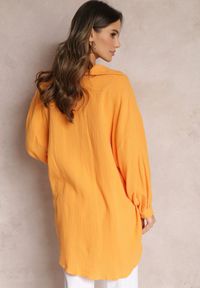 Renee - Pomarańczowa Bawełniana Koszula Oversize z Przedłużonym Tyłem Gelacia. Kolor: pomarańczowy. Materiał: bawełna. Sezon: wiosna, lato #4