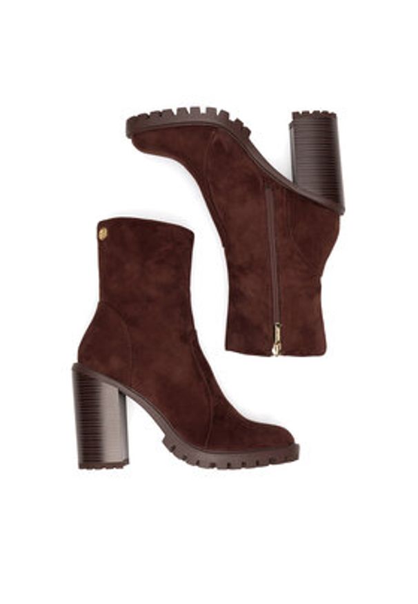 Nine West Botki WFA2947-1 Brązowy. Kolor: brązowy. Materiał: materiał