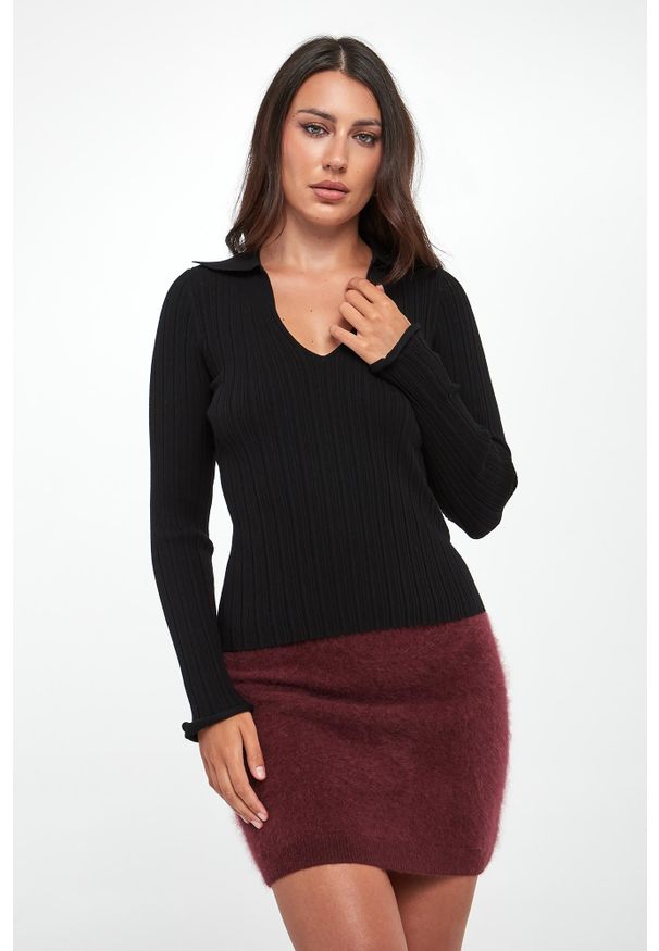 Marella - Sweter damski prążkowany Binomio MARELLA SPORT. Materiał: prążkowany. Styl: sportowy