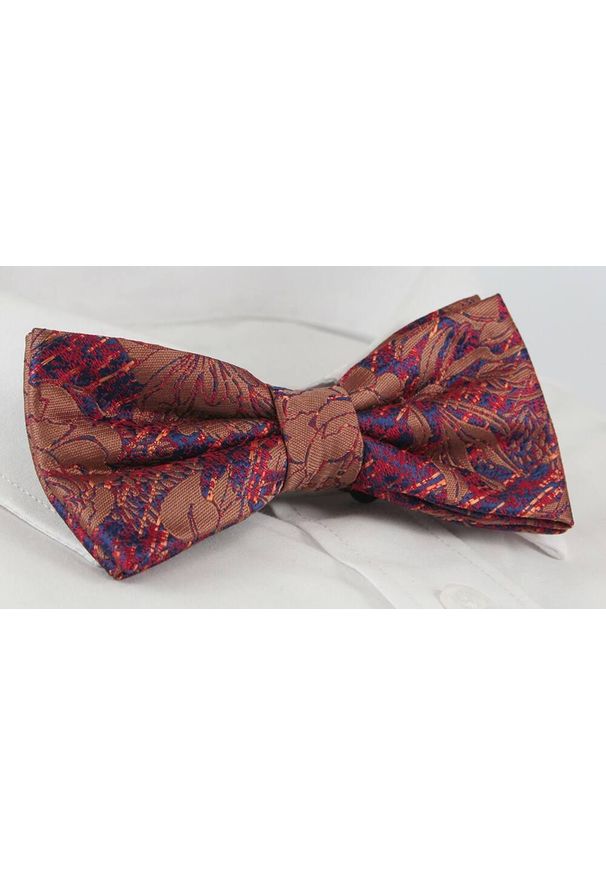 Mucha Męska z Poszetką - Alties - Brązowa ze Wzorem. Kolor: brązowy, beżowy, wielokolorowy. Styl: sportowy, elegancki
