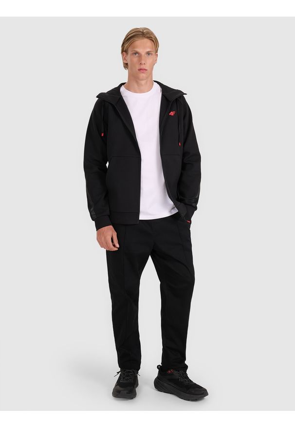 4f - 4F Spodnie casual z przeszytym kantem męskie - czarne L. Okazja: na co dzień. Kolor: czarny. Materiał: bawełna, materiał, tkanina. Styl: casual