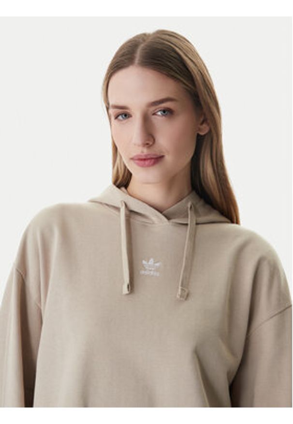 Adidas - adidas Bluza Essentials KC9144 Beżowy Oversize. Kolor: beżowy. Materiał: bawełna