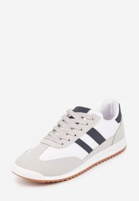 Renee - Białe Sneakersy Ozdobione Dwoma Paskami Lannatea. Okazja: na co dzień. Zapięcie: pasek. Kolor: biały. Wzór: aplikacja #5