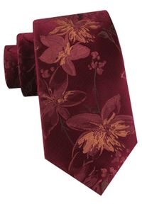 Męski Krawat - Bordowy w Kwiaty - Alties. Kolor: czerwony. Materiał: tkanina. Wzór: kwiaty. Styl: elegancki, wizytowy #1