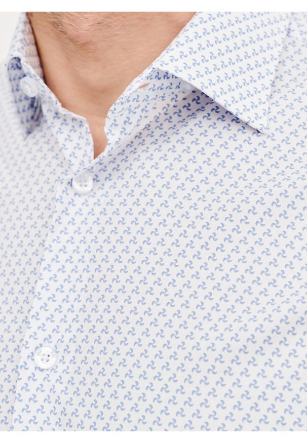 Pako Lorente - PAKO LORENTE – Biała koszula męska w wiatraczki. Kolor: biały. Materiał: elastan, bawełna. Długość rękawa: długi rękaw. Długość: długie. Sezon: wiosna, lato