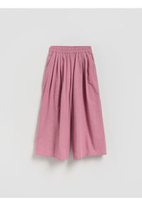 Reserved - Luźne spodnie z domieszką lnu - jasnofioletowy. Kolor: fioletowy. Materiał: len