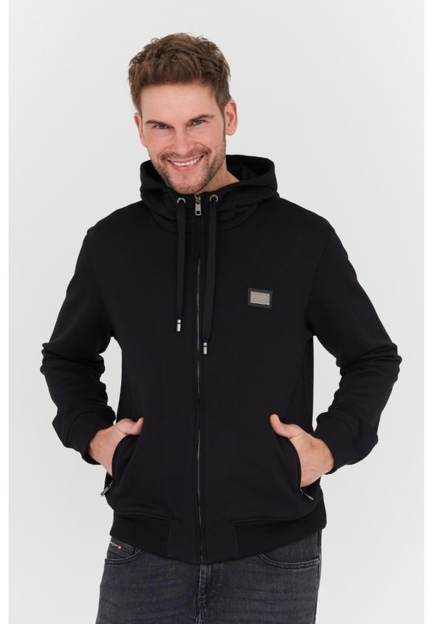 Dolce and Gabbana - DOLCE & GABBANA Czarna męska bluza z kapturem, Rozmiar 52. Typ kołnierza: kaptur. Kolor: czarny