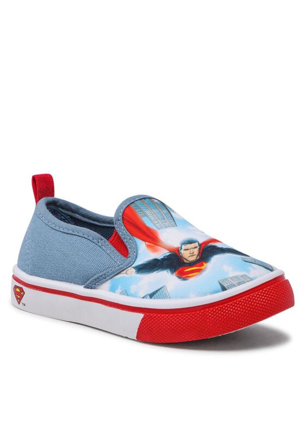 Kapcie Superman. Kolor: niebieski. Materiał: materiał. Wzór: motyw z bajki