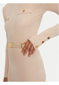 Elisabetta Franchi Sukienka dzianinowa AM-25B-46E2-V440 Écru Slim Fit. Materiał: lyocell #5