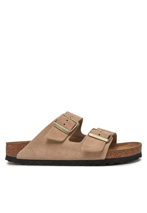 Klapki Birkenstock. Kolor: beżowy. Materiał: zamsz