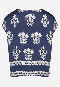 Born2be - Niebieska Bluzka z Wiskozy we Wzór w Stylu Boho Lunaseia. Okazja: na co dzień. Kolor: niebieski. Materiał: wiskoza. Styl: boho #7