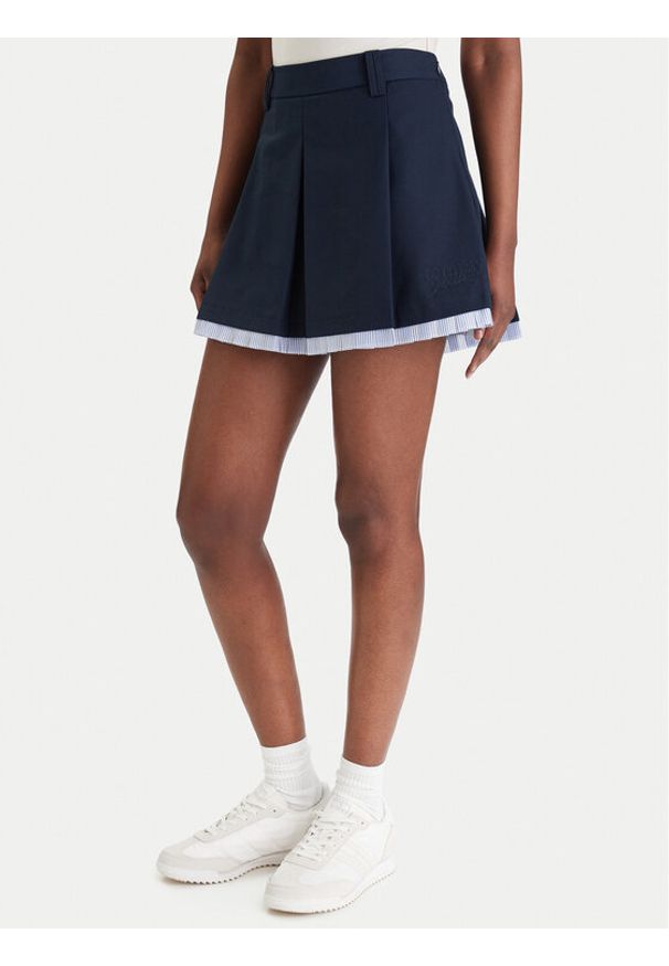 Tommy Jeans Spódnica trapezowa Varsity Pleated DW0DW22758 Granatowy Regular Fit. Kolor: niebieski. Materiał: syntetyk