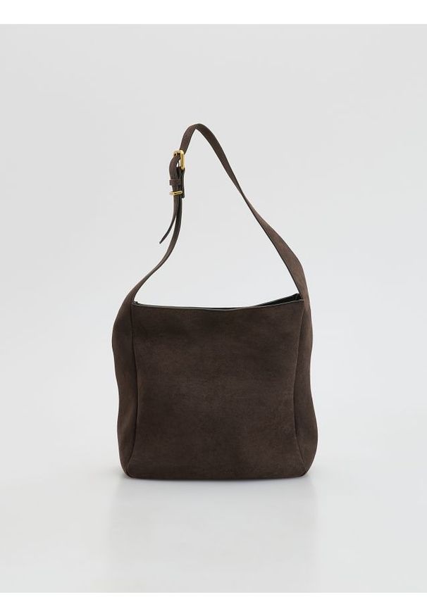 Reserved - Torebka na ramię - brązowy. Kolor: brązowy. Materiał: zamszowe. Rodzaj torebki: na ramię