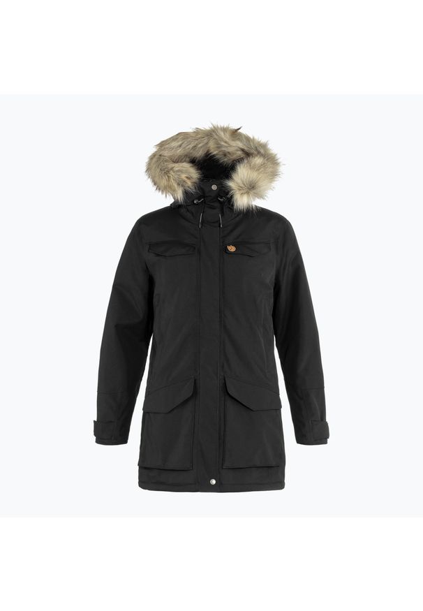 Kurtka puchowa damska Fjällräven Nuuk Parka. Kolor: czarny. Materiał: puch. Sport: turystyka piesza