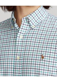 Ralph Lauren - RALPH LAUREN - Koszula w kratę Oxford Custom Fit. Typ kołnierza: polo, button down. Kolor: biały. Materiał: bawełna. Długość rękawa: długi rękaw. Długość: długie. Wzór: haft, kolorowy #5