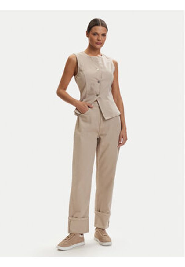 only - ONLY Kamizelka Everly 15364370 Beżowy Regular Fit. Kolor: beżowy. Materiał: bawełna