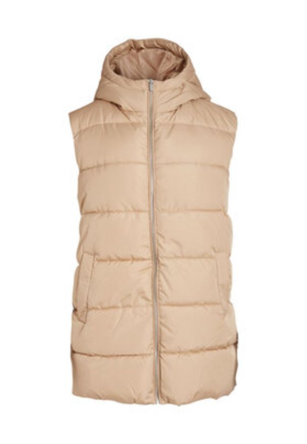 Vila Bezrękawnik 14080408 Beżowy Regular Fit. Kolor: beżowy. Materiał: syntetyk. Długość rękawa: bez rękawów