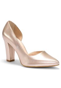 Marco Shoes Czółenka z otwartym bokiem w kolorze platyny złoty. Nosek buta: otwarty. Kolor: złoty #3