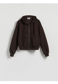 Reserved - Oversizowa bluza - ciemnobrązowy. Kolor: brązowy. Materiał: dzianina. Wzór: gładki #1