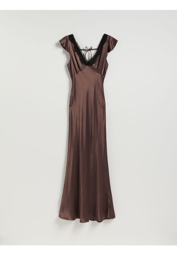 Reserved - Sukienka z wiskozy - brązowy. Kolor: brązowy. Materiał: wiskoza