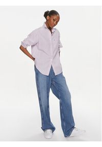 Tommy Jeans Koszula DW0DW17735 Fioletowy Regular Fit. Kolor: fioletowy. Materiał: len, bawełna