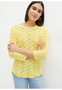 bonprix - Sweter z ozdobnie wyciętymi brzegami. Kolor: żółty
