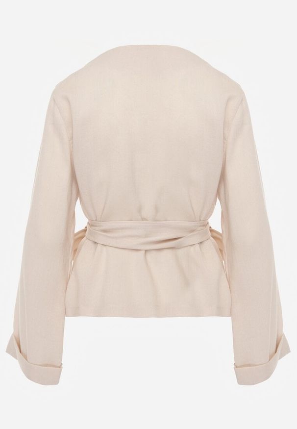 Renee - Beżowa Wiskozowa Bluzka z Kopertowym Dekoltem i Wiązaniem z Boku Velarila. Typ kołnierza: dekolt kopertowy. Kolor: beżowy. Materiał: wiskoza