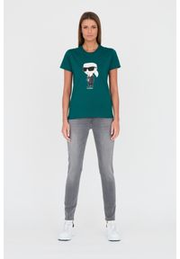 Karl Lagerfeld - KARL LAGERFELD Zielony damski t-shirt Karl, Rozmiar S. Kolor: zielony