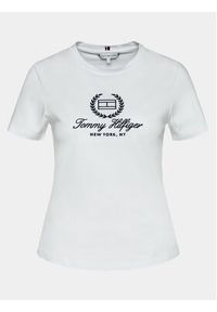 TOMMY HILFIGER - Tommy Hilfiger T-Shirt Flag Script WW0WW41761 Biały Slim Fit. Kolor: biały. Materiał: bawełna