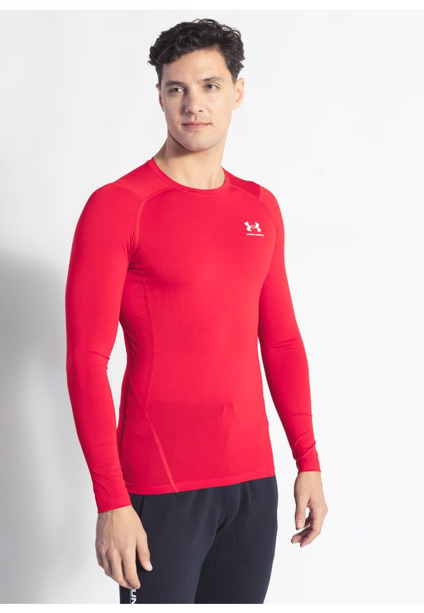 Under Armour - Longsleeve treningowy męski UNDER ARMOUR UA HG ARMOUR COMP LS. Kolor: czerwony. Materiał: tkanina, materiał. Długość rękawa: długi rękaw
