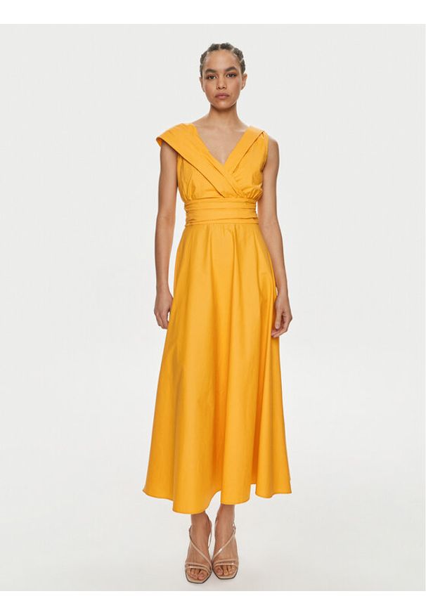 Marella Sukienka letnia Galizia 2413221212 Pomarańczowy Regular Fit. Kolor: pomarańczowy. Materiał: bawełna. Sezon: lato