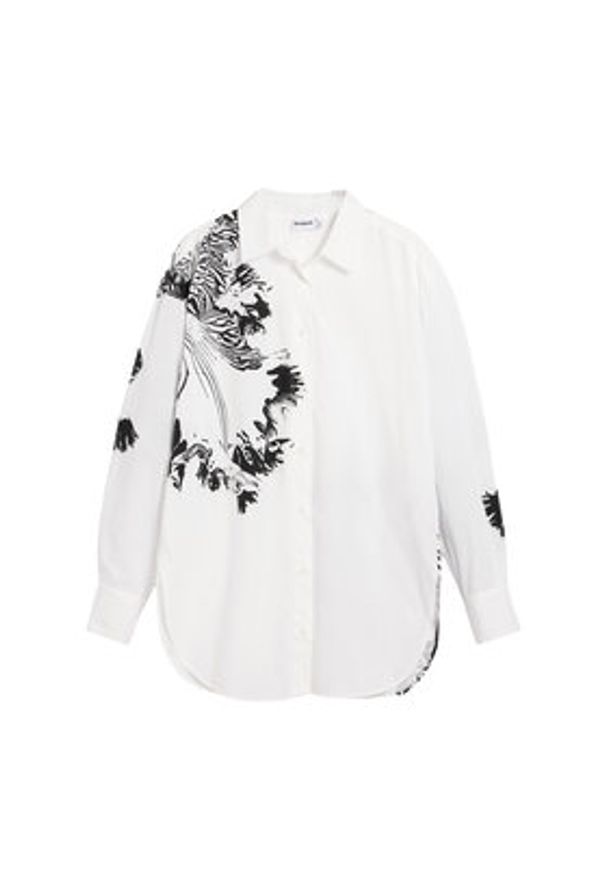 Desigual Koszula Orchid Lacroix 26SWCW29 Biały Oversize. Kolor: biały. Materiał: bawełna