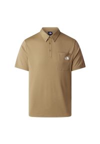 Koszulka męska The North Face New Tanken 0A8CRU2EL1 - beżowa. Typ kołnierza: polo. Kolor: beżowy. Materiał: poliester, materiał #1