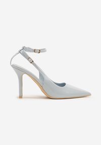 Renee - Niebieskie Sandały Lakierowane Vices na Szpilce Typu Slingback Dolenita. Okazja: na co dzień, na spacer. Nosek buta: szpiczasty. Zapięcie: sprzączka. Kolor: niebieski. Materiał: lakier. Sezon: lato. Obcas: na szpilce. Styl: klasyczny, casual #5