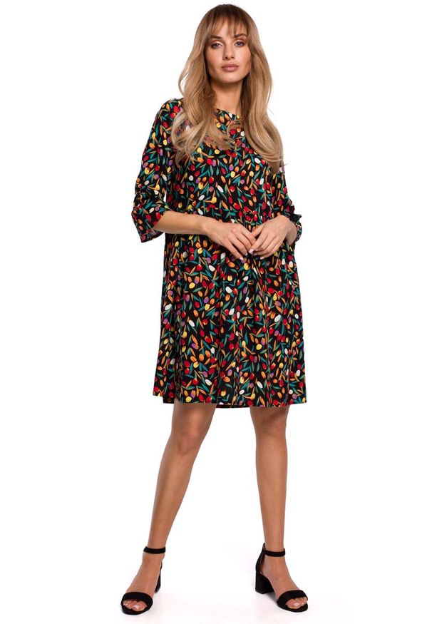 MOE - Letnia Sukienka w Drobne Kwiatki - Model 6. Materiał: wiskoza. Wzór: kwiaty. Sezon: lato