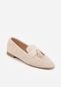 Born2be - Beżowe Ażurowe Mokasyny VICES Ozdobione Frędzlami Catiana. Okazja: na co dzień, do pracy. Kolor: beżowy. Materiał: jeans. Wzór: ażurowy, aplikacja. Styl: casual, elegancki #3
