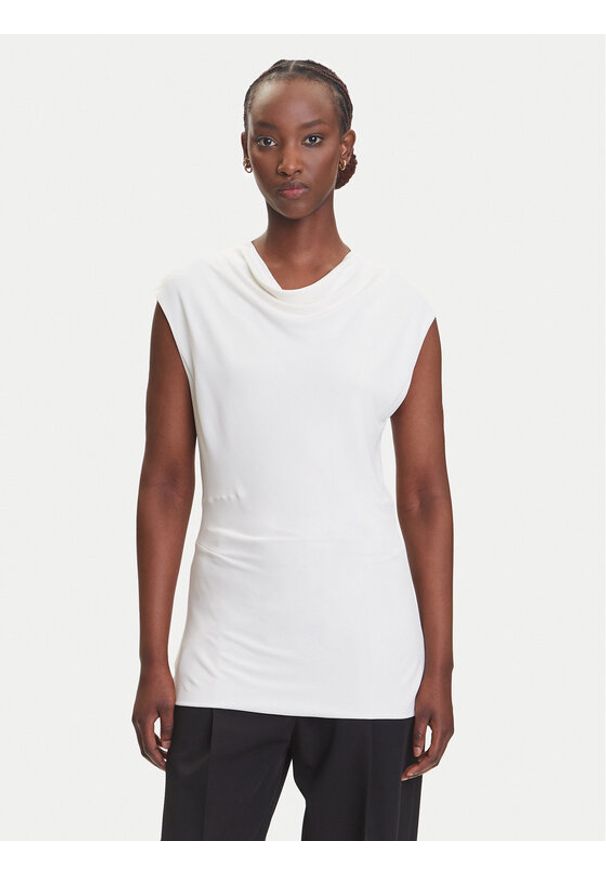 BOSS Bluzka Elamma 50541896 Biały Slim Fit. Kolor: biały. Materiał: wiskoza