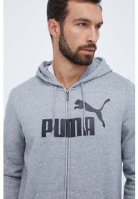 Puma bluza męska kolor szary z kapturem z nadrukiem. Typ kołnierza: kaptur. Kolor: szary. Materiał: materiał. Długość rękawa: długi rękaw. Długość: długie. Wzór: nadruk #5