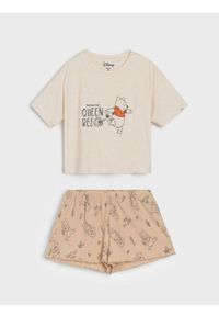 Sinsay - Piżama dwuczęściowa z nadrukiem Winnie the Pooh - kremowy. Kolor: kremowy. Wzór: nadruk