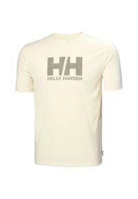 Koszulka męska Helly Hansen Skog Recycled Graphic snow. Kolor: beżowy. Sport: turystyka piesza #1