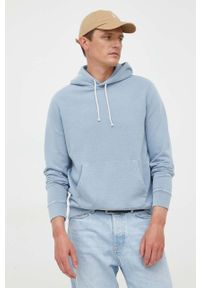Polo Ralph Lauren bluza bawełniana męska kolor niebieski z kapturem gładka. Typ kołnierza: kaptur, polo. Kolor: niebieski. Materiał: bawełna. Wzór: gładki #1