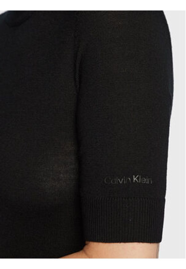 Calvin Klein Sukienka dzianinowa Extra Fine K20K205035 Czarny Slim Fit. Kolor: czarny. Materiał: dzianina, wełna