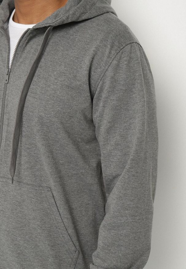 Born2be - Ciemnoszara Bluza z Bawełną Kapturem i Sznurkami Asallin. Okazja: na co dzień. Typ kołnierza: kaptur. Kolor: szary. Materiał: bawełna. Styl: klasyczny, casual