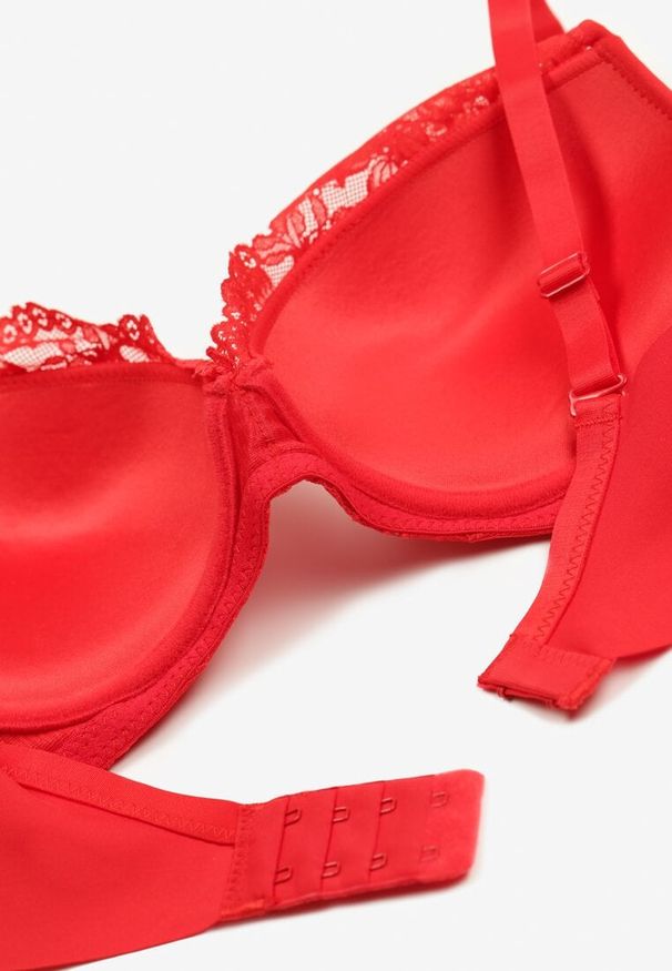 Renee - Czerwony Biustonosz Full Cup z Koronką i Uroczymi Kokardkami Geminna. Kolor: czerwony. Materiał: koronka. Wzór: koronka