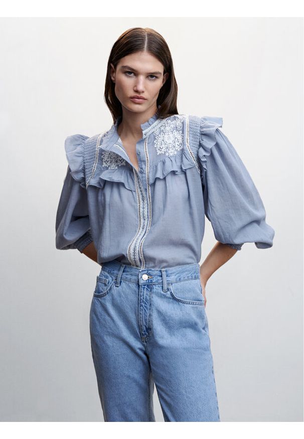 mango - Bluzka Mango. Kolor: niebieski