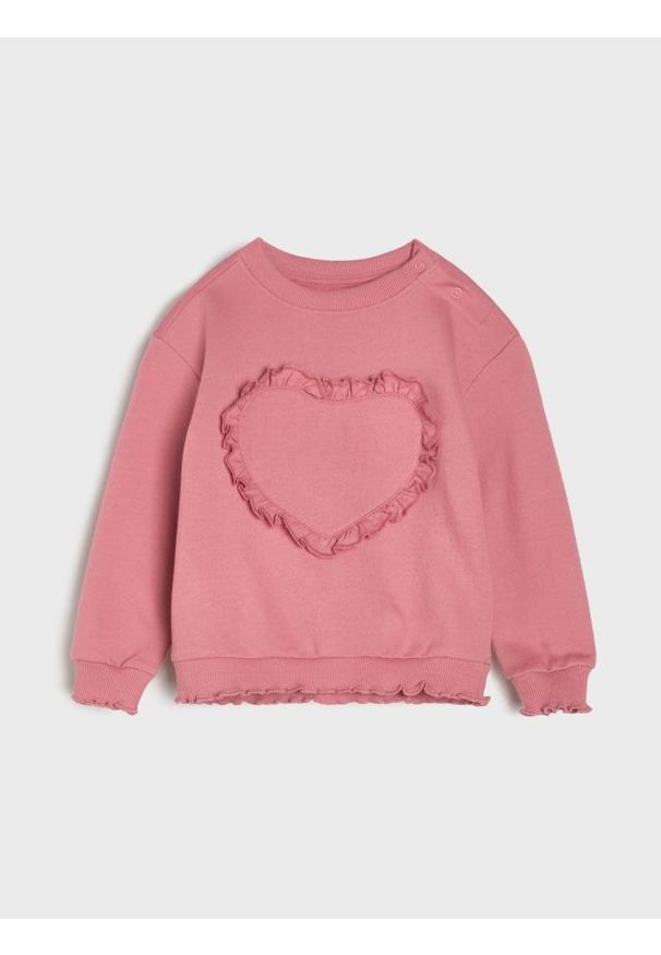Sinsay - Bluza crewneck z ozdobnymi falbankami - różowy. Typ kołnierza: kołnierz z falbankami. Kolor: różowy