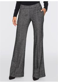 bonprix - Spodnie z szerokimi nogawkami. Kolekcja: petite. Kolor: szary. Materiał: wełna, materiał. Styl: elegancki #1